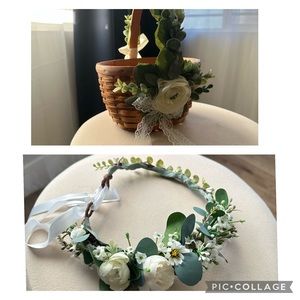 Flower girl basket and flower crown